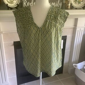 Liverpool Green Mini Chevron Top, Medium, NWT